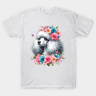 A poodle with beautiful colorful flowers T-Shirt